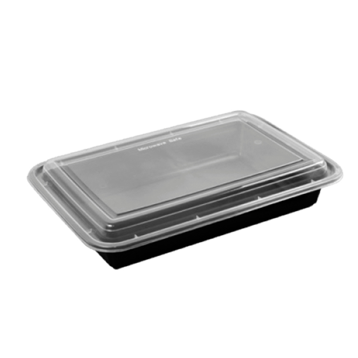 صورة علبة مستطيل مايكروويف أسود بغطاء شفاف 48 اونص