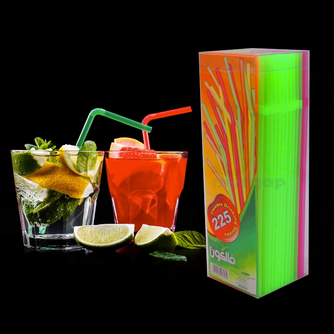 صورة اعواد بلاستيك 5 ملم الفلورسنت 225 قطعة